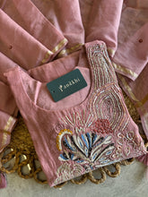 A4144 - Mul Chanderi Kurti with Heavy Handwork, paired with Pants & Dupatta.