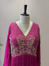 A2707- Gown in Pure Chinon fabric, featuring intricate Zari, Sequins Handwork on the Yoke & Sleeves.