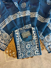 A3903- Hand Block Batik Print Silk Kurti with Pants & Dupatta.