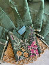 A4148- Mul Chanderi Kurti featuring Intricate Multi-Colour Handwork, with Pants & Dupatta.