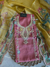 A1532 - Regal Rose Pink Banarasi Silk Unstitched Suit with Gota Patti