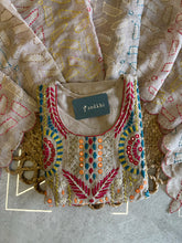 A4163- Linen suit with multicolour embroidery, detailed dupatta featuring all-over thread work.