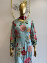 A1541- Pure Crepe Heavily Embellished Suit with Intricate Handwork paired with Palazzo Pants & Dupatta.