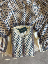 A3923- Pure Cotton Suit with Handblock & Floral Prints, a Printed Bottom & Dupatta.