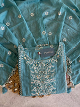 A4015 - Mul Cotton Embroidered suit with Designer Pants & a detailed Heavy Dupatta.