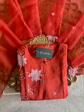 A1590 - Dola silk applique work straight kurti with pants & dupatta