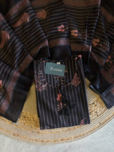 A4019- Pure Cotton A-Line Suit with Elegant Striped Patterns, Delicate Floral Prints, with Pants & Dupatta.