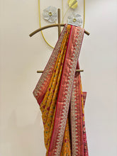 A4072- Patola Print Saree with Gota Handwork Border in Silk Fabric.