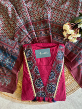 A4024- Pure Cotton Kurti with Statement Yoke Design and Tassels, Printed Pants & Dupatta.