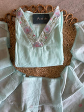 A3930- Mul cotton suit embroidered A-lign Kurti with Pants & Dupatta.