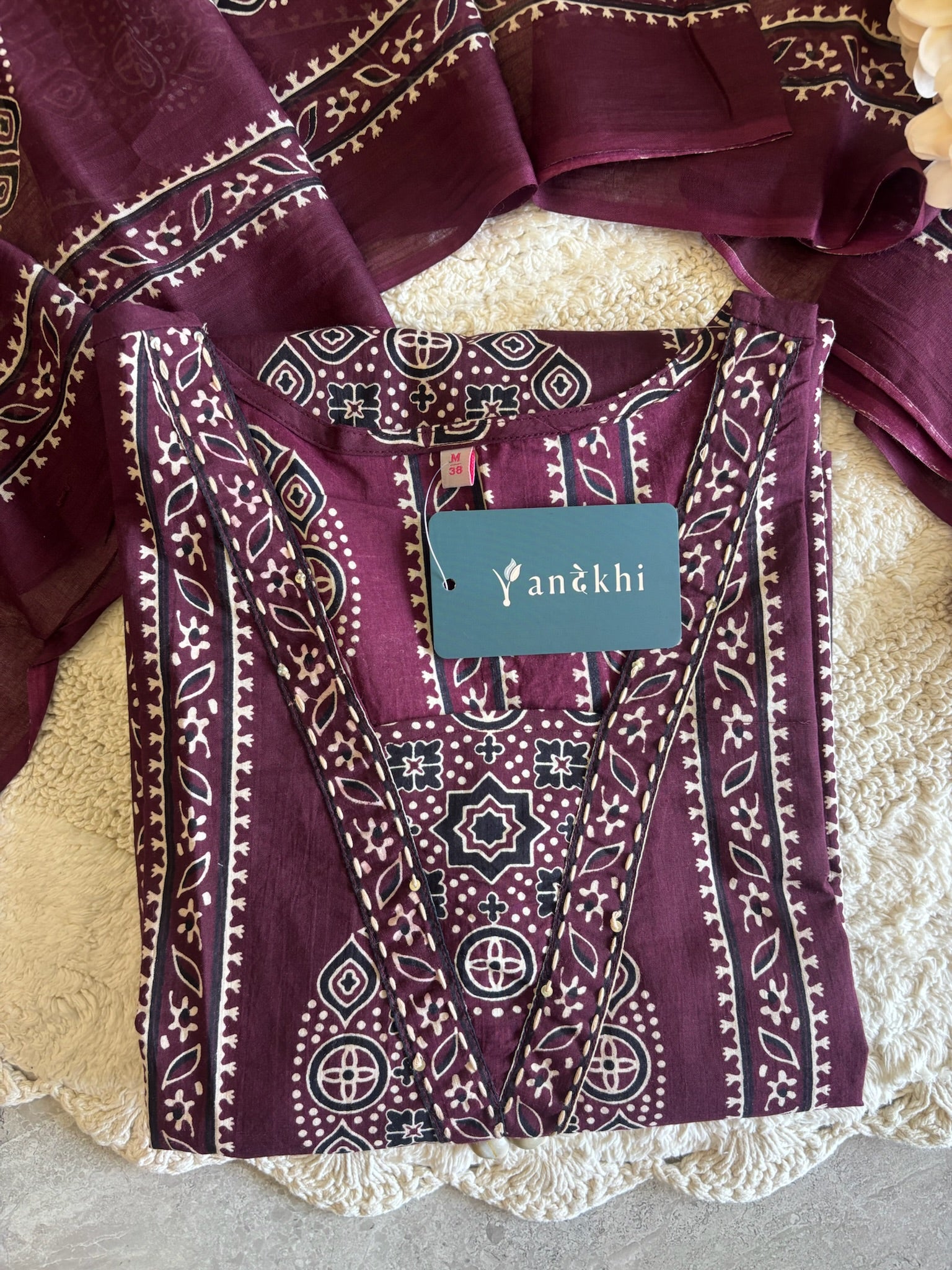 A2842- Pure Cotton Suit with Pants & Dupatta.