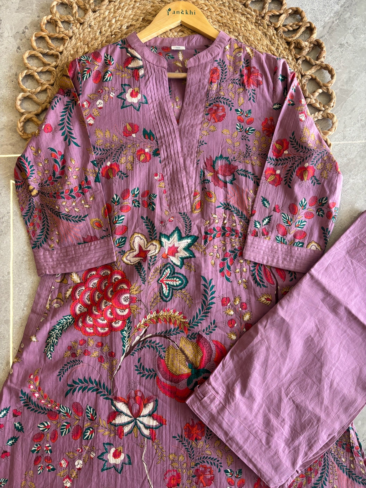 A4037 - A two-piece Kurta & Pant Set with delicate Pintucks details.
