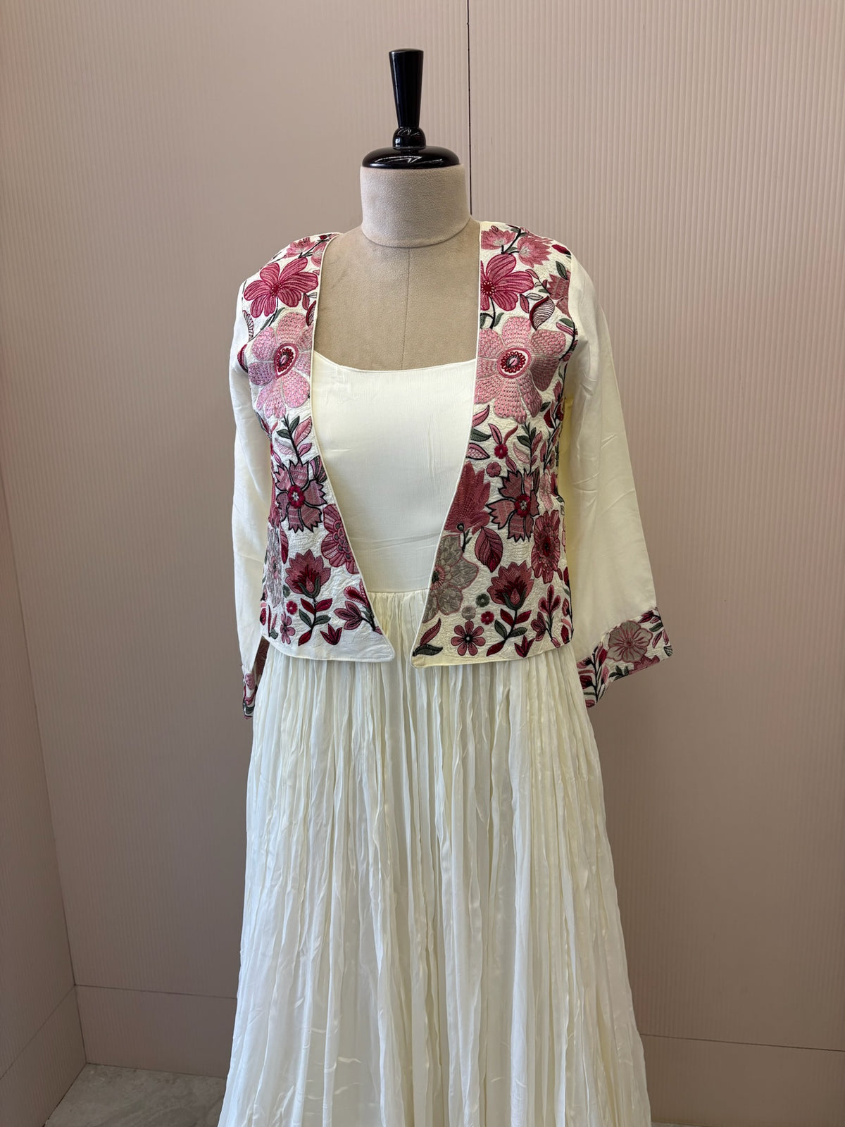 A1656- A Chinon gown with an Embroidered Jacket