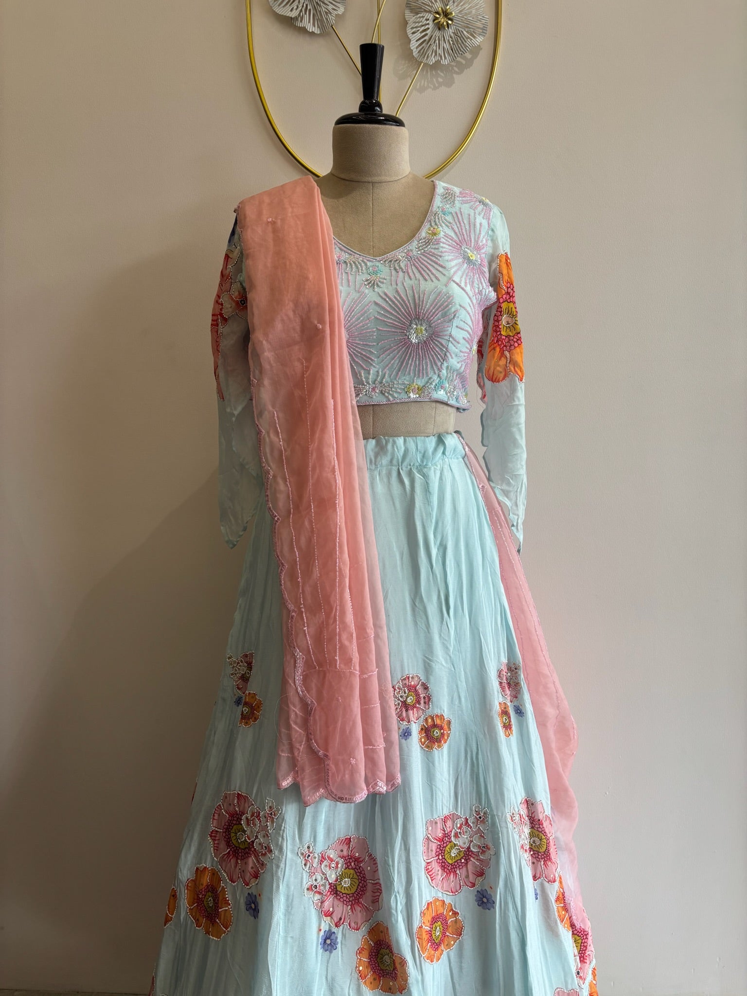 A1655 - A Pastel Chinon Lehenga set perfect for Carnival