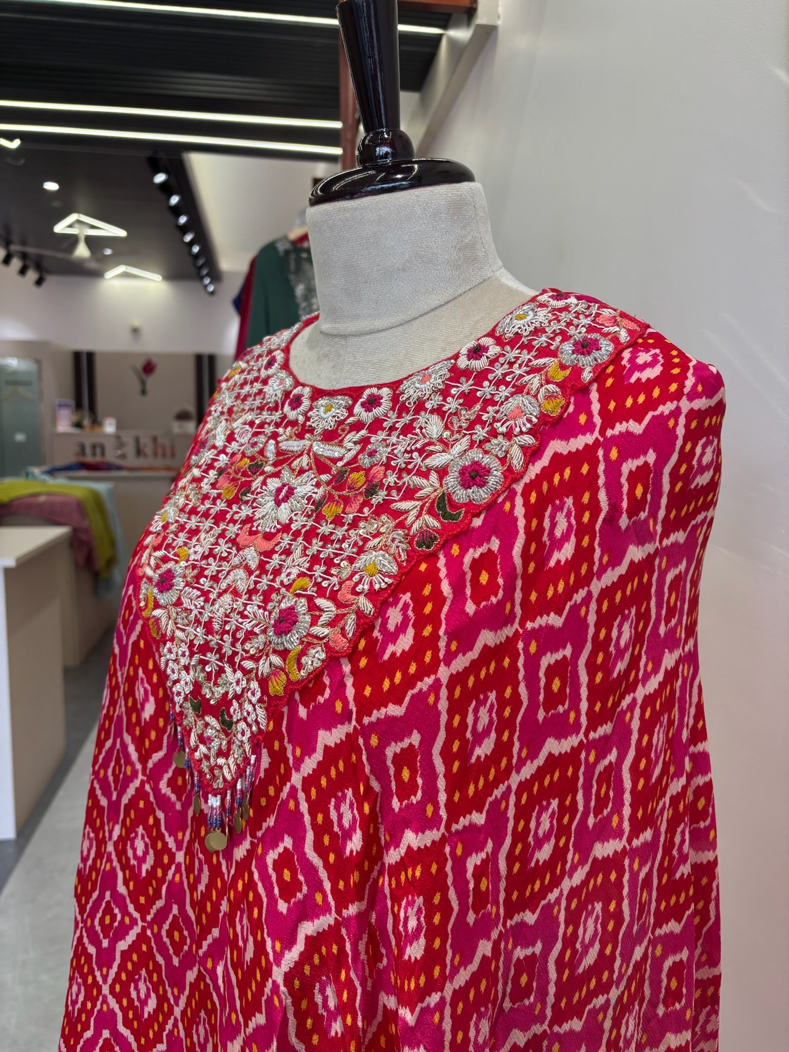 A1143 - Indowestern Patola Print Cape & Skirt Set