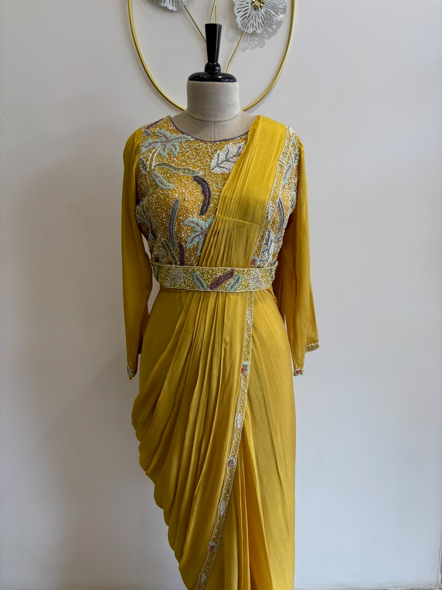 A2695 - Pre-draped Saree With Handworked Blouse and Statement Belt