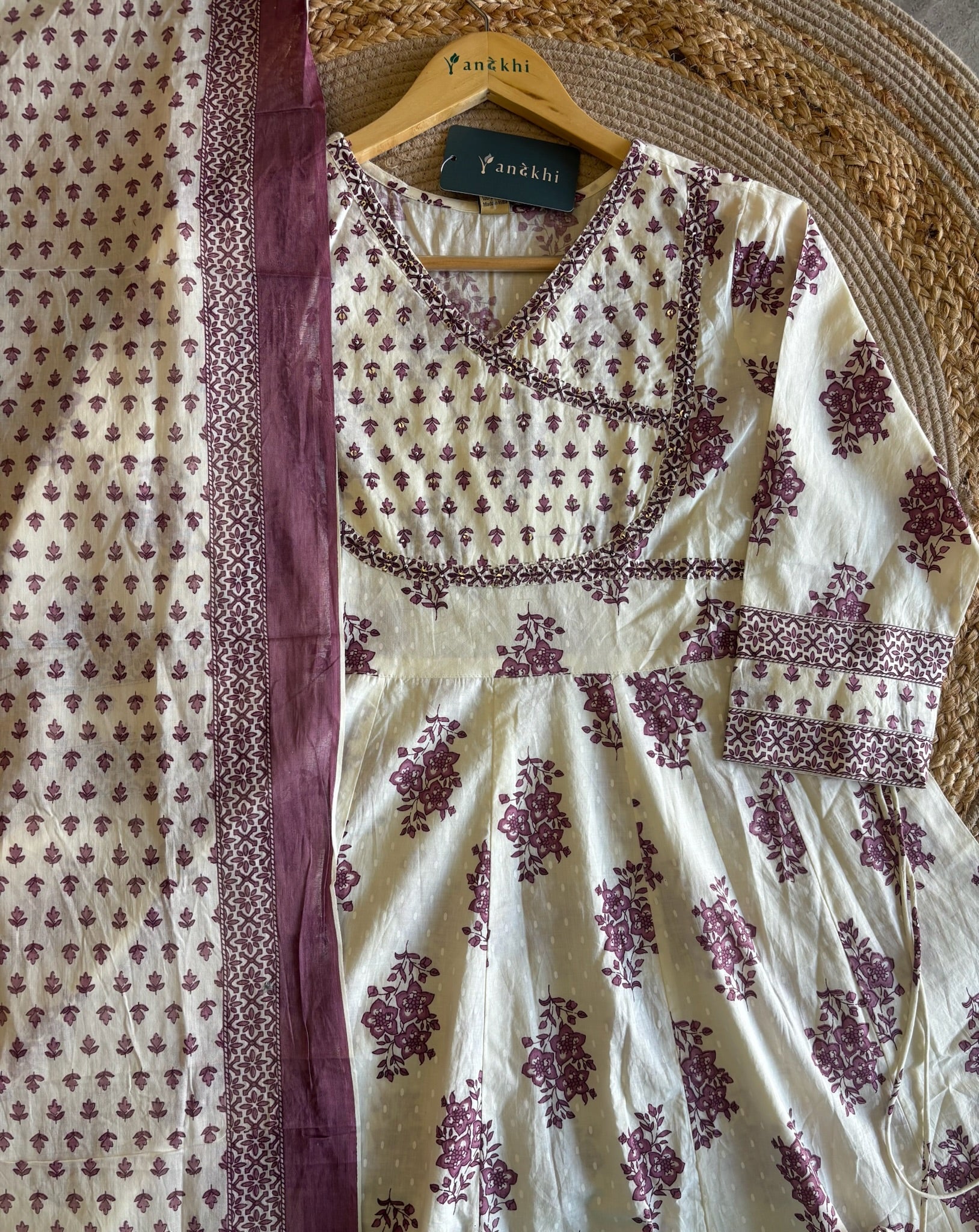 A4010- Floral Printed Anarkali Suit crafted in Soft Cotton, paired with Printed Pants & Dupatta.