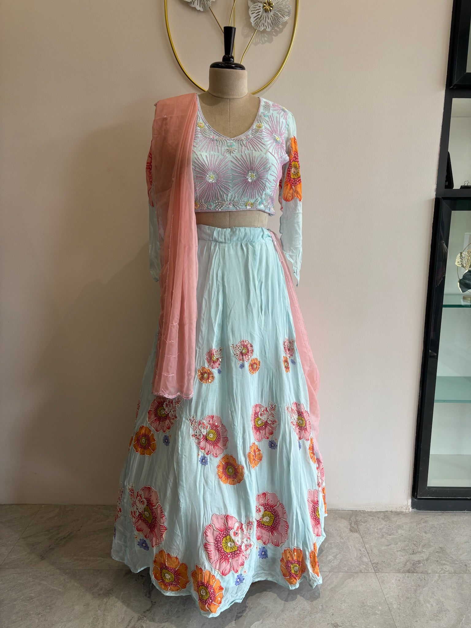 A1655 - A Pastel Chinon Lehenga set perfect for Carnival