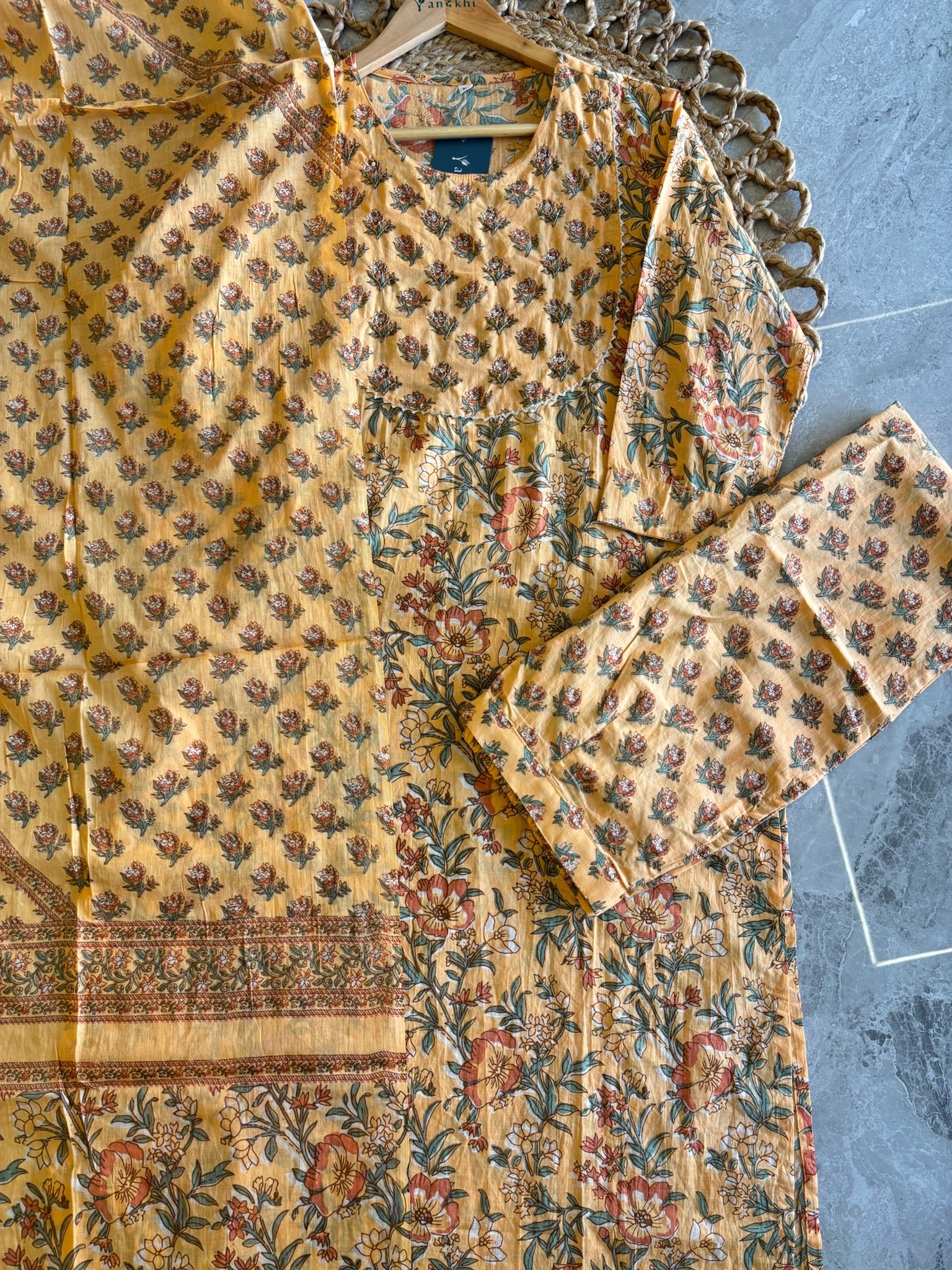 A4027 - Pure Cotton Floral Suit Set with Dupatta.