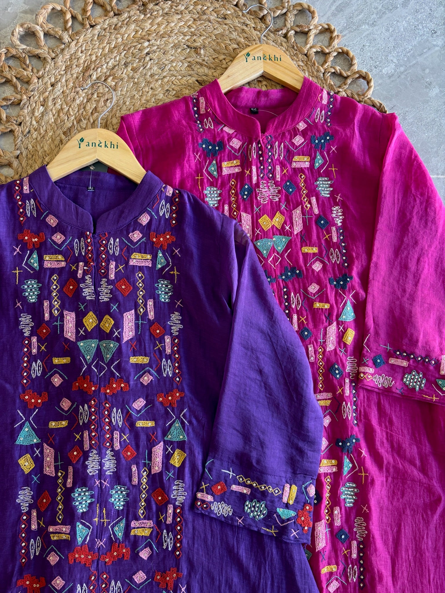 A2650 - Mul Chanderi Co-ord Set with Embroidery