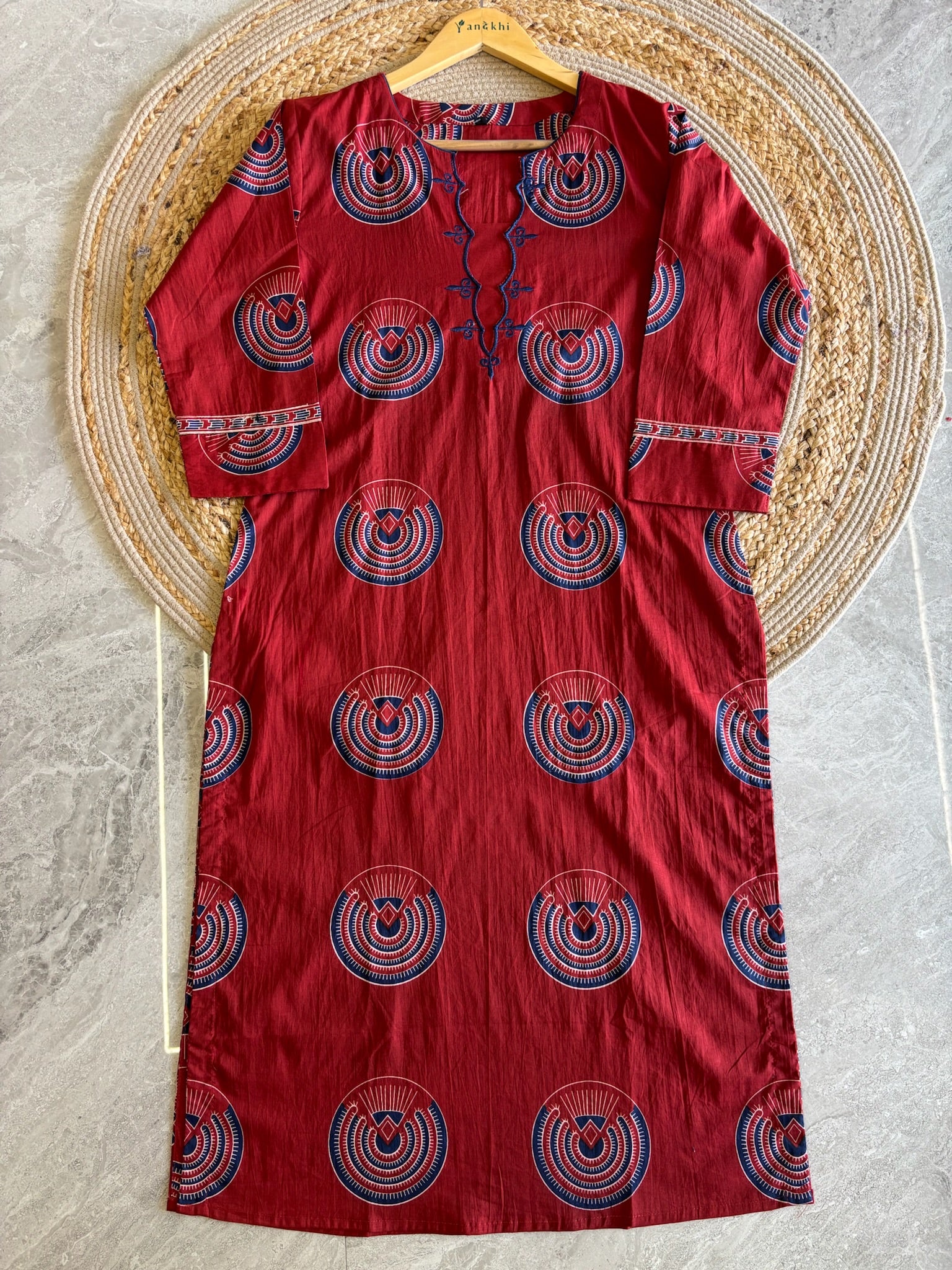 A3905- Pure Cotton Suit with Linen Dupatta & Pants.