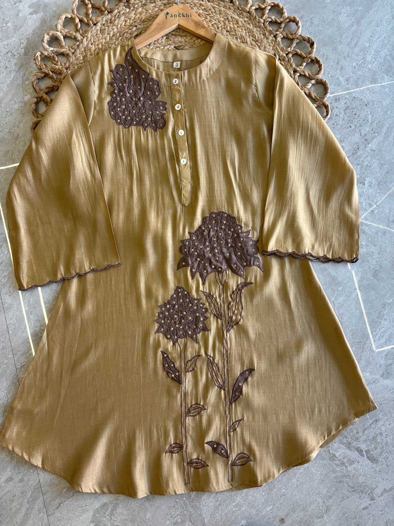 A4021 - Chanderi Silk Co-ord Set with Statement Embroidery.
