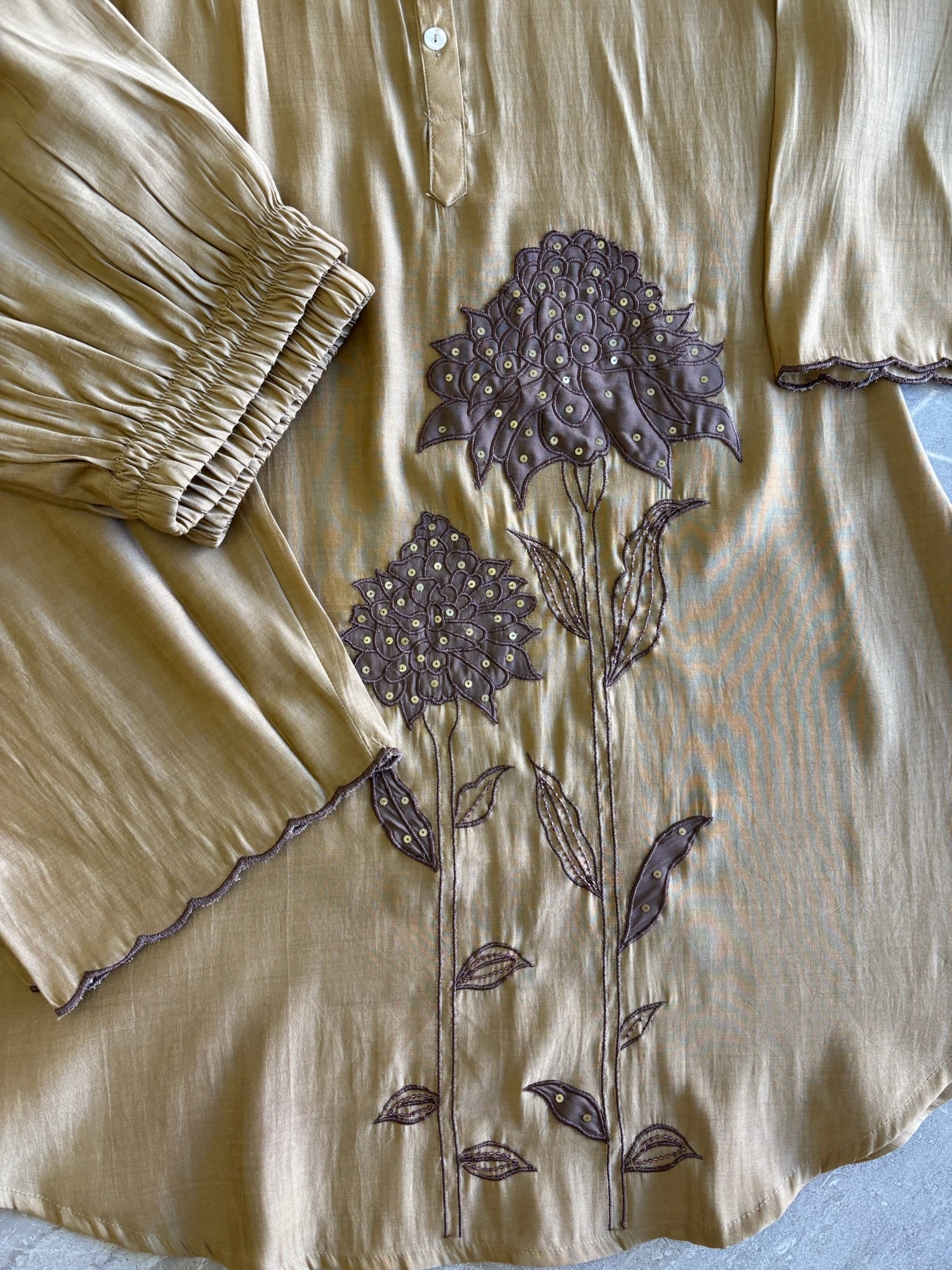 A4021 - Chanderi Silk Co-ord Set with Statement Embroidery.