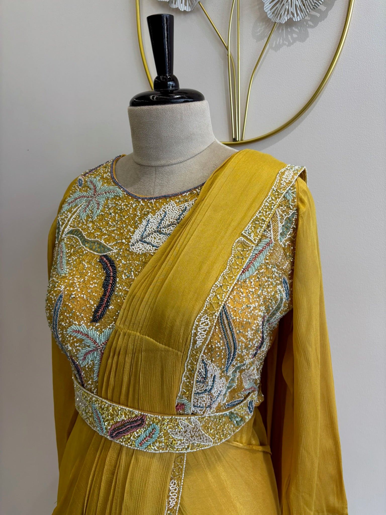 A2695 - Pre-draped Saree With Handworked Blouse and Statement Belt