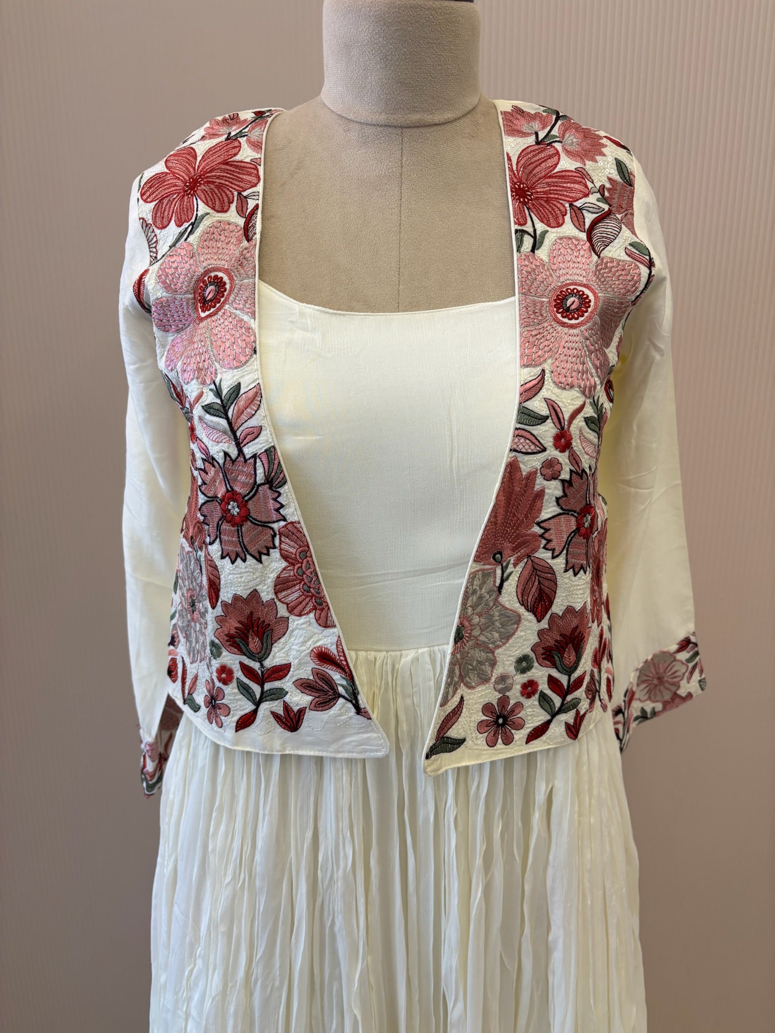 A1656- A Chinon gown with an Embroidered Jacket