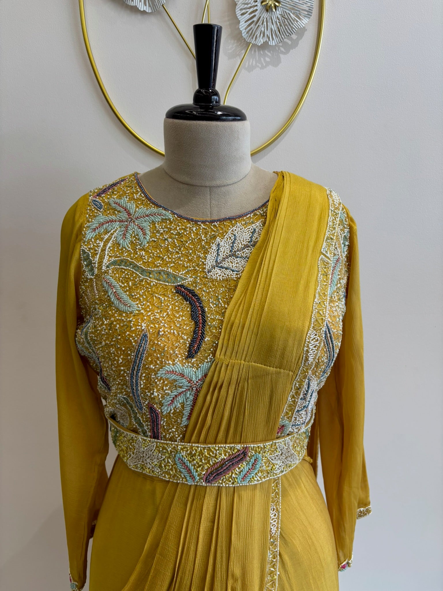 A2695 - Pre-draped Saree With Handworked Blouse and Statement Belt