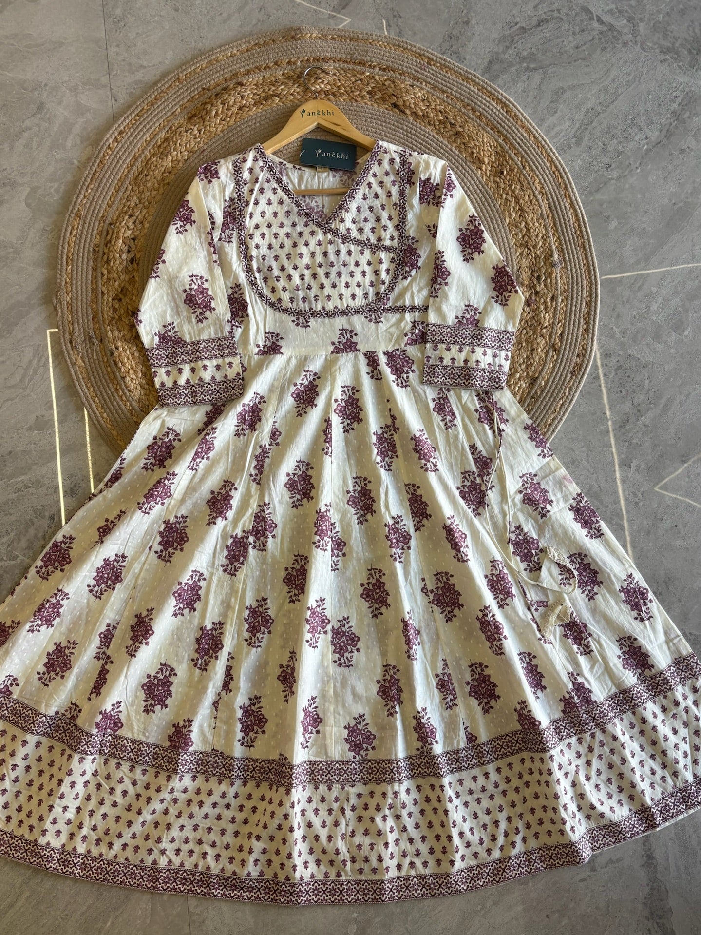 A4010- Floral Printed Anarkali Suit crafted in Soft Cotton, paired with Printed Pants & Dupatta.