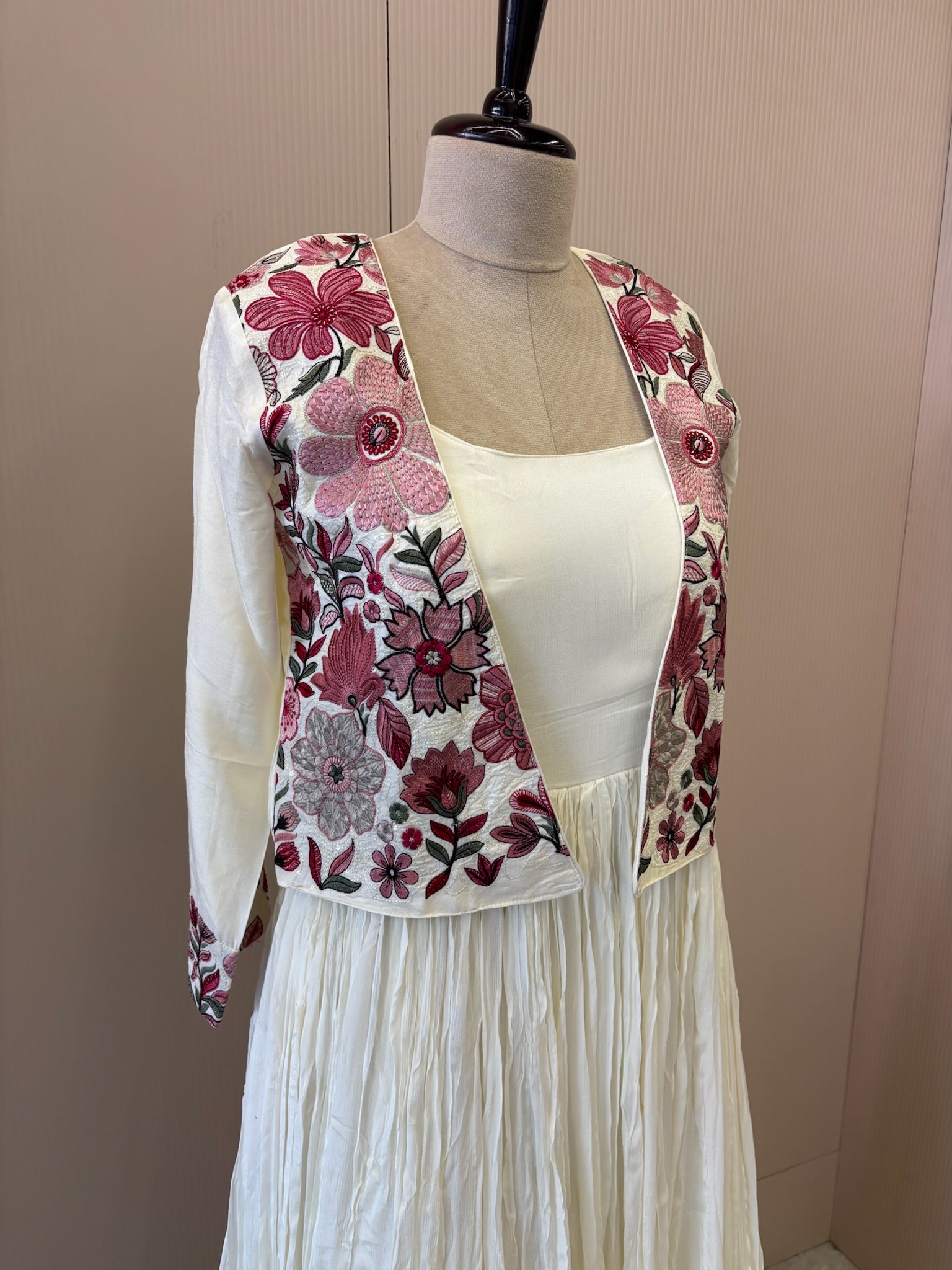 A1656- A Chinon gown with an Embroidered Jacket