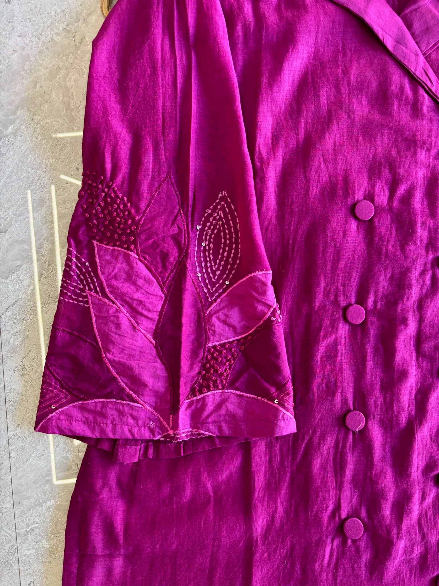 A1556 - Mul Chanderi Embroidered Co-ord set