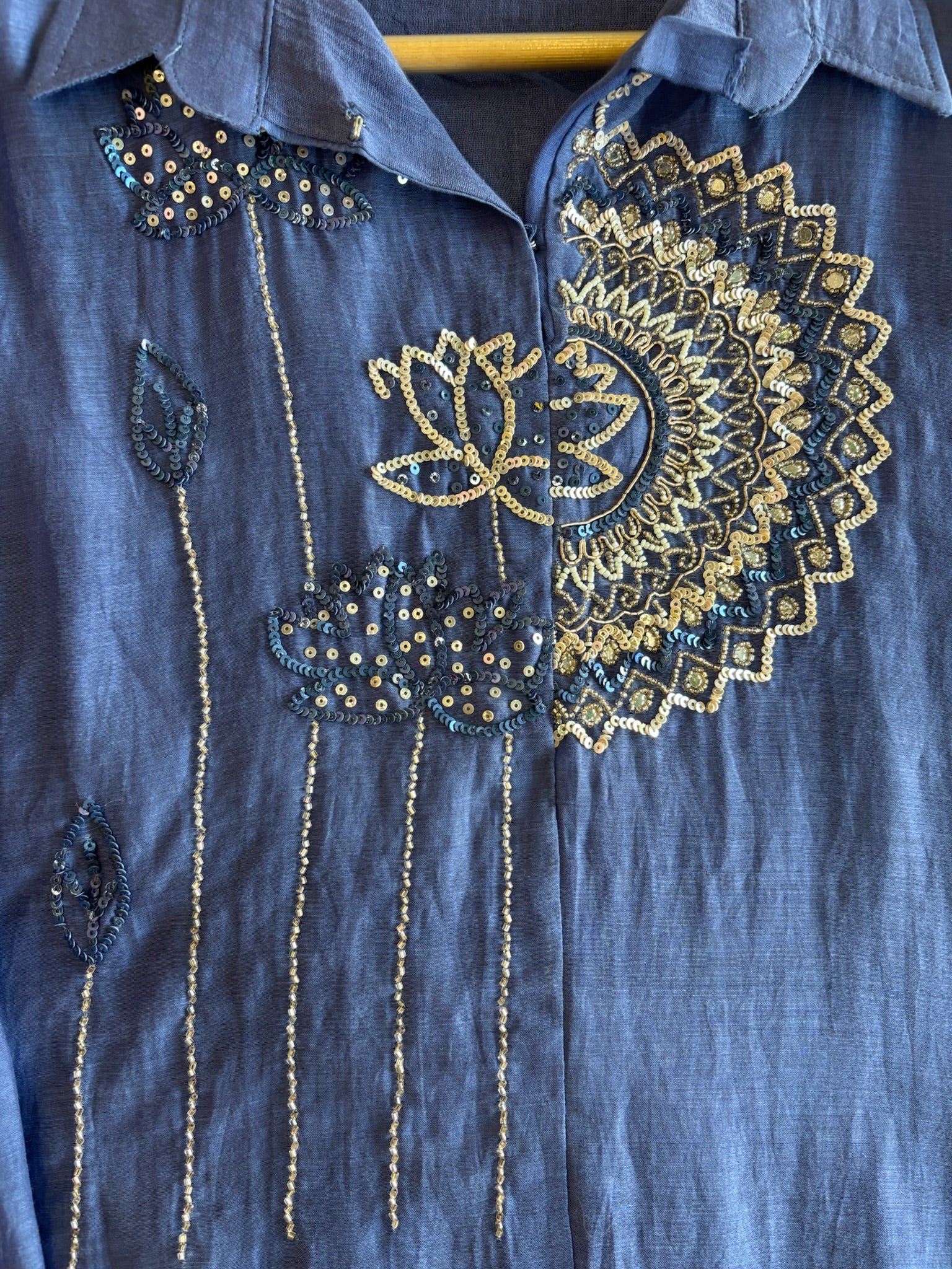 A3915 - Pure Mul Chanderi Co-ord set with handwork