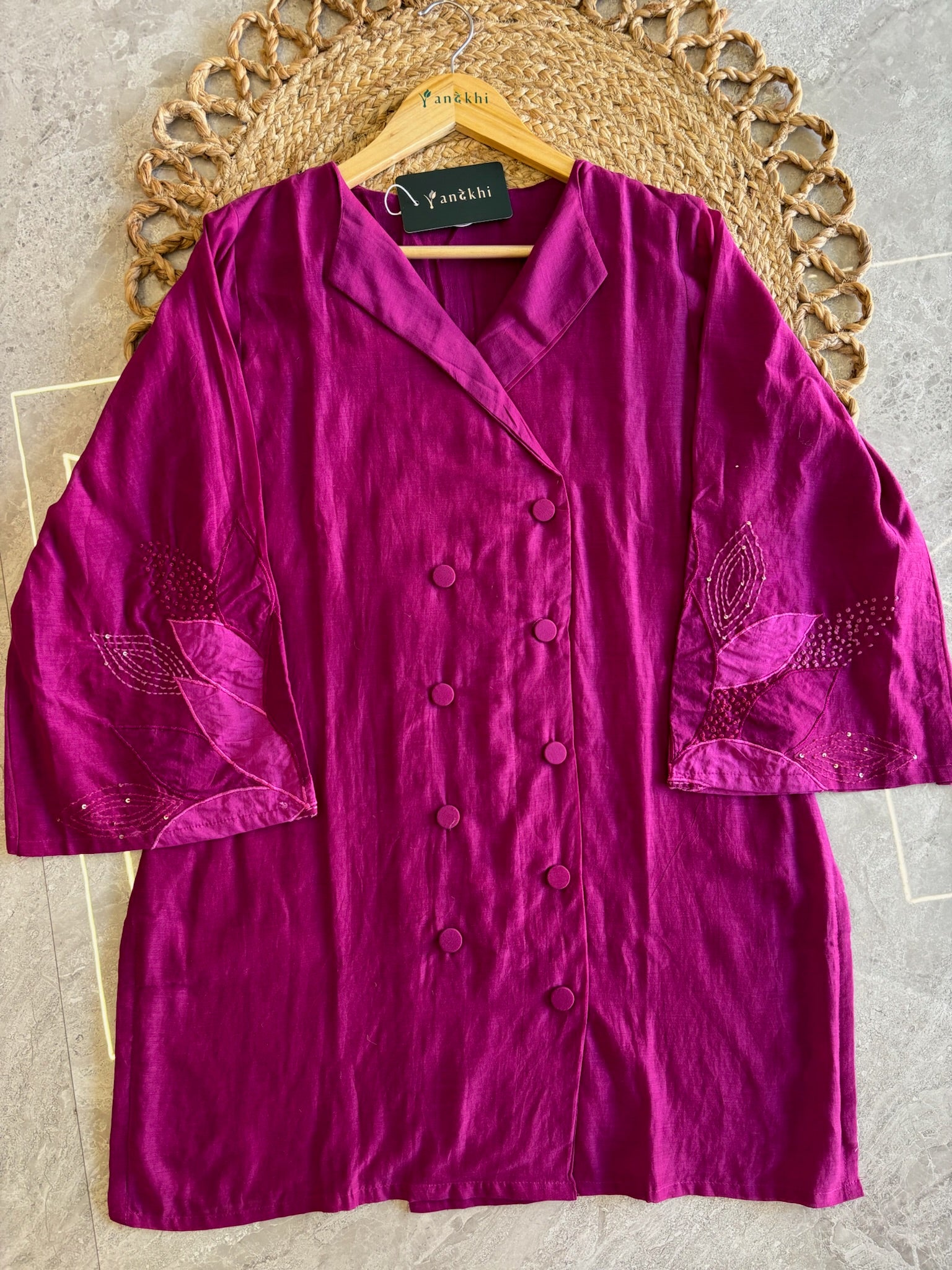 A1556 - Mul Chanderi Embroidered Co-ord set