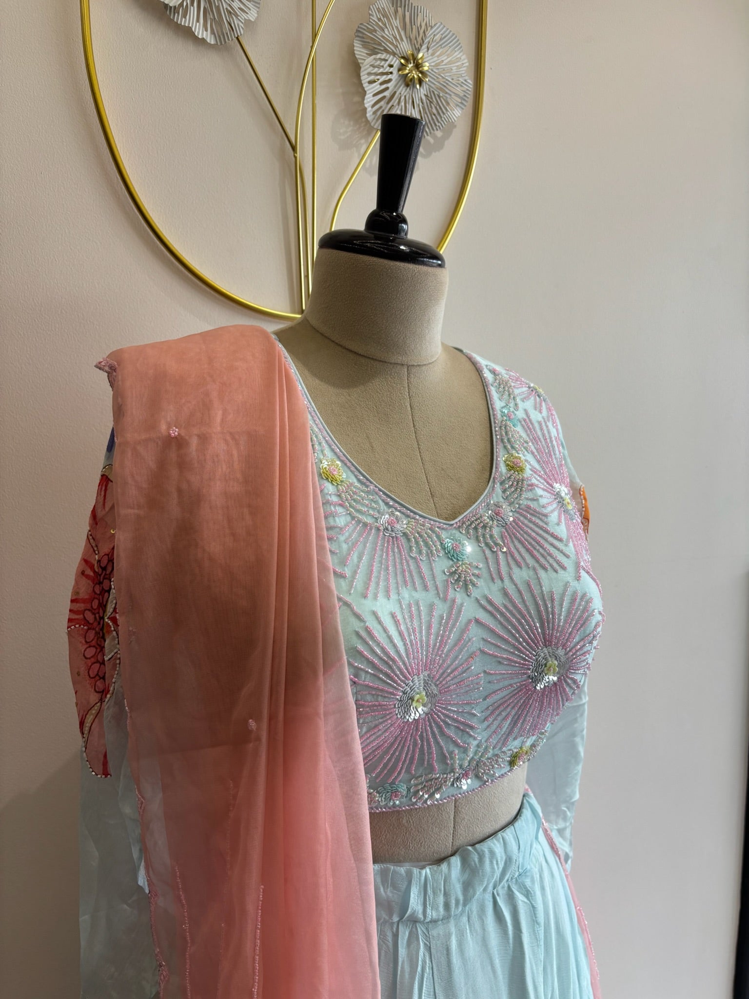 A1655 - A Pastel Chinon Lehenga set perfect for Carnival