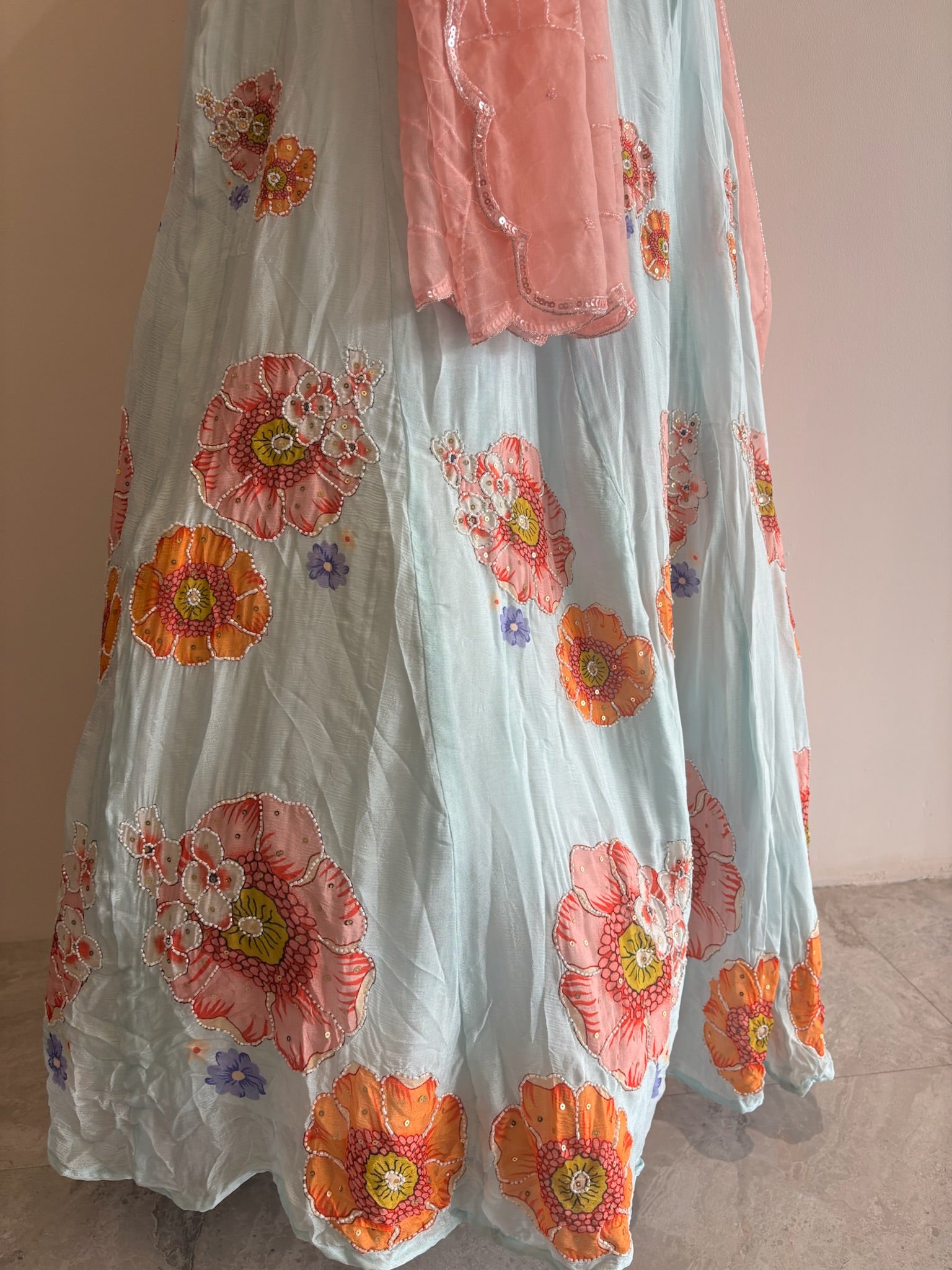 A1655 - A Pastel Chinon Lehenga set perfect for Carnival