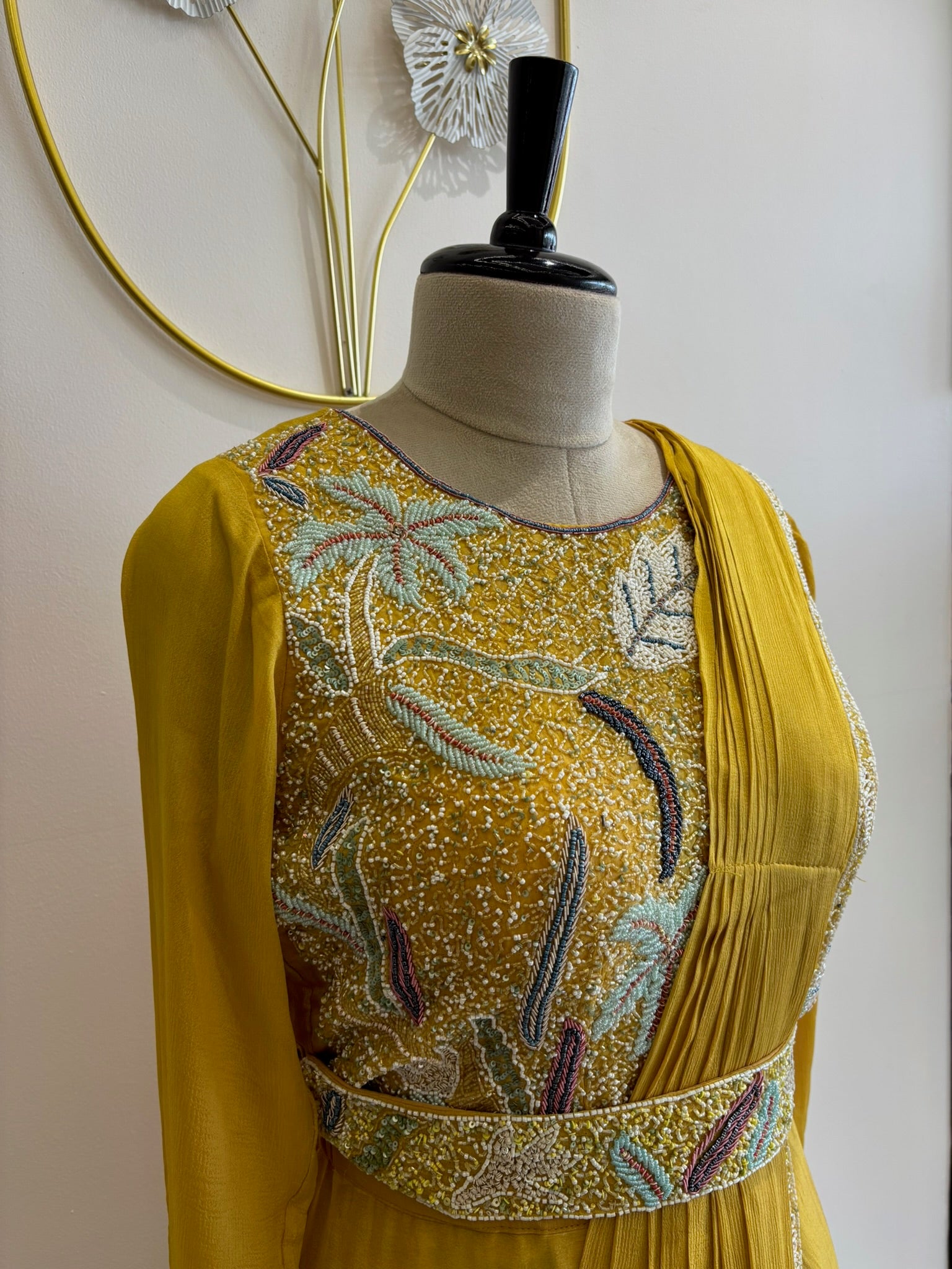 A2695 - Pre-draped Saree With Handworked Blouse and Statement Belt