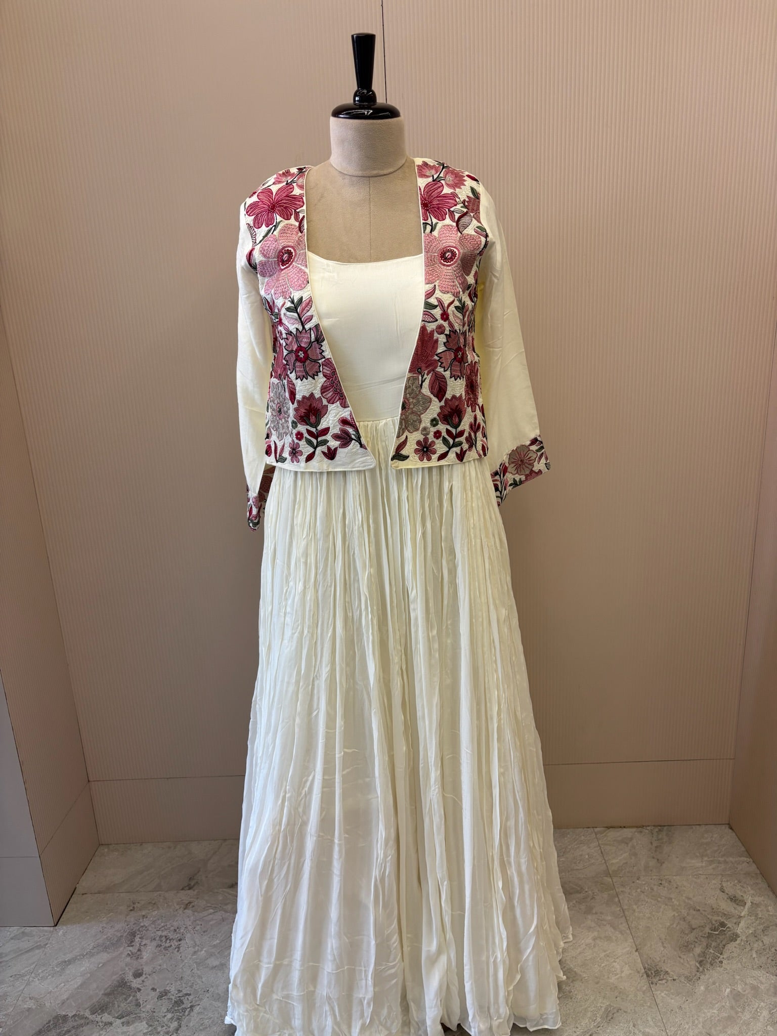 A1656- A Chinon gown with an Embroidered Jacket