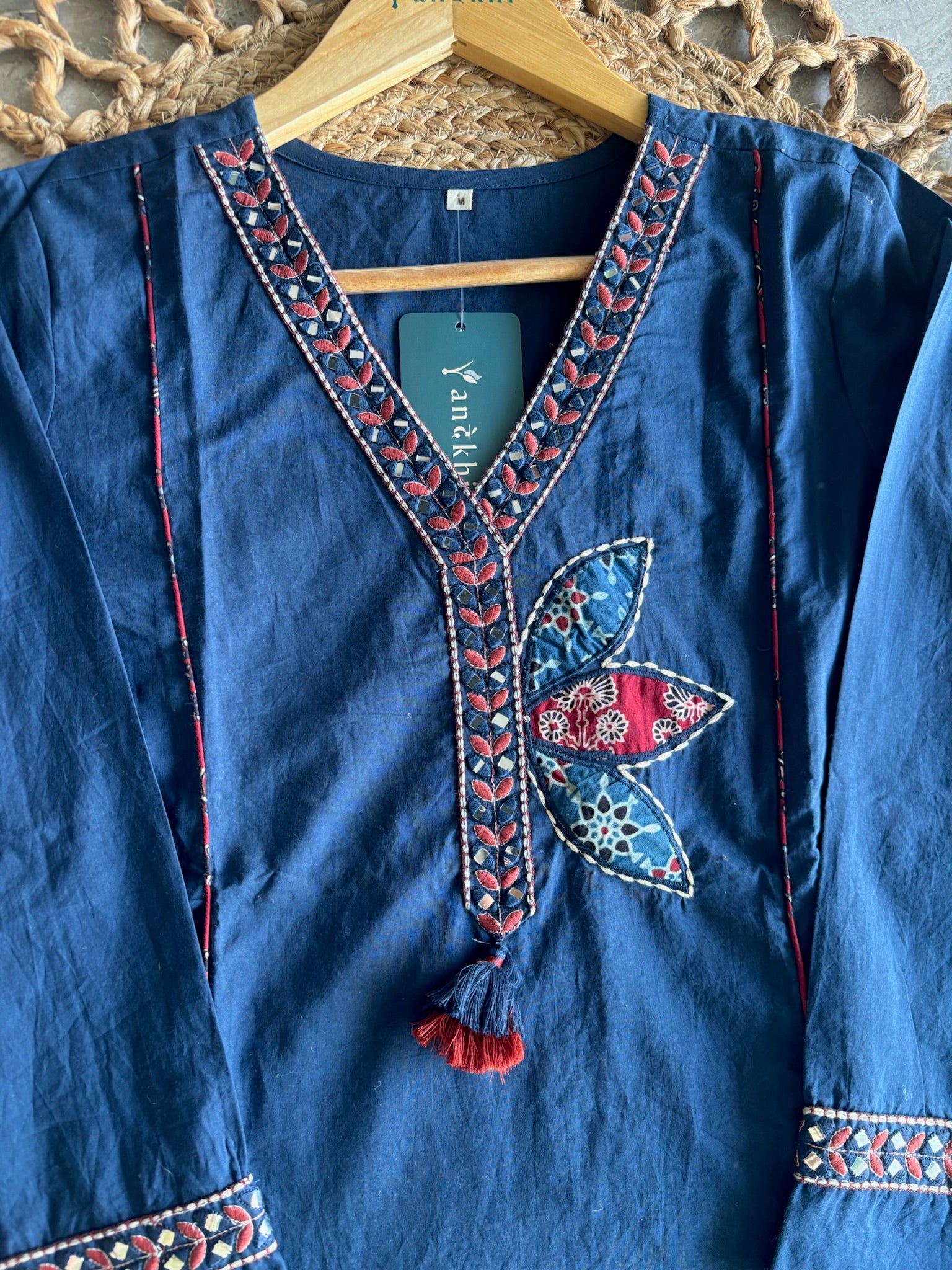 A4051 - Elegant Indigo Printed & Embroidered Suit Set