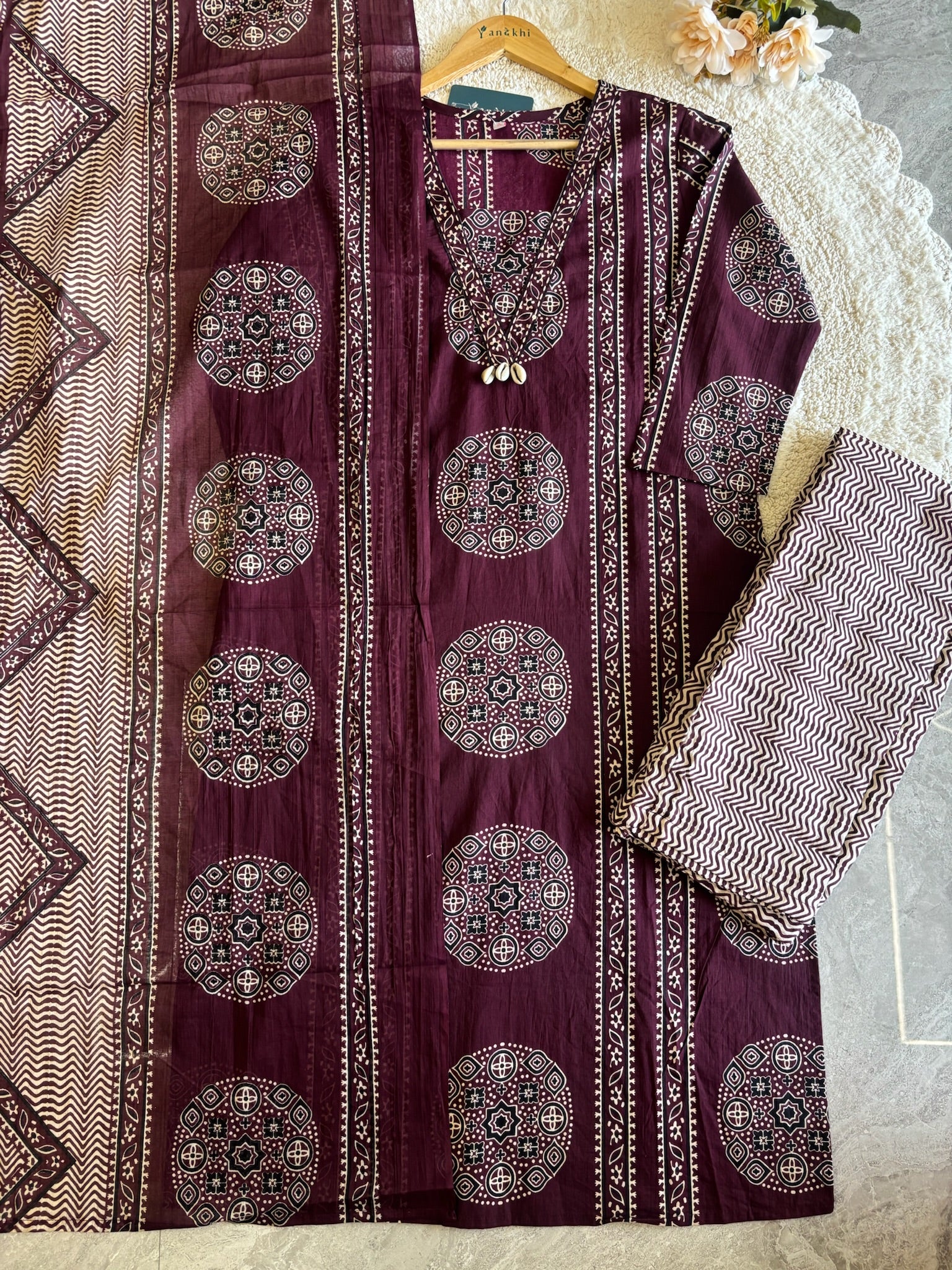 A2842- Pure Cotton Suit with Pants & Dupatta.