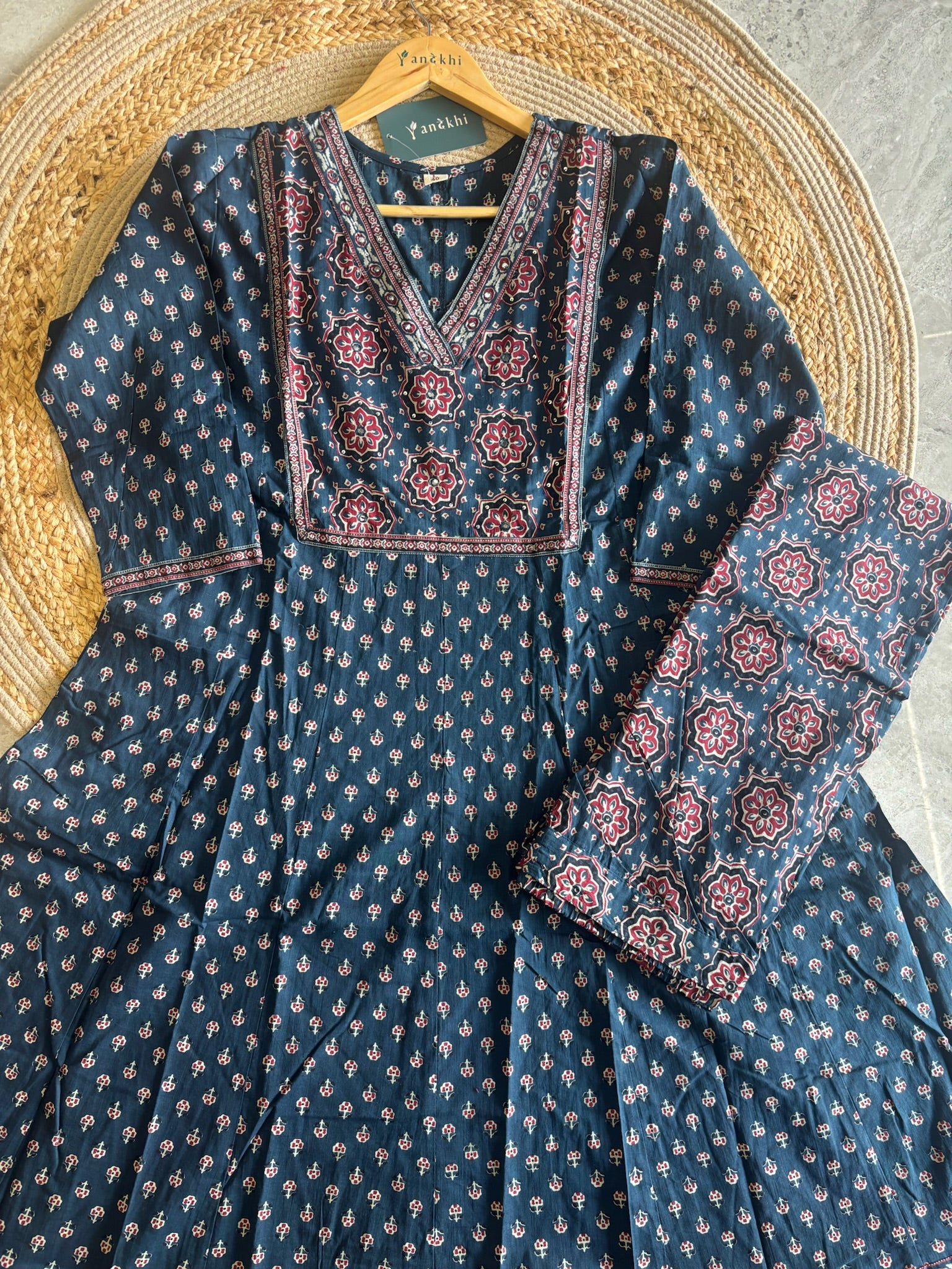 A3927- Floral Printed Anarkali Suit crafted in Soft Cotton, paired with Printed Pants & Dupatta.