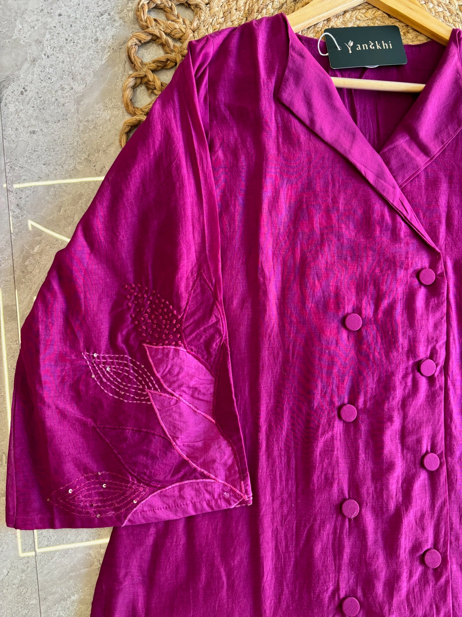 A1556 - Mul Chanderi Embroidered Co-ord set