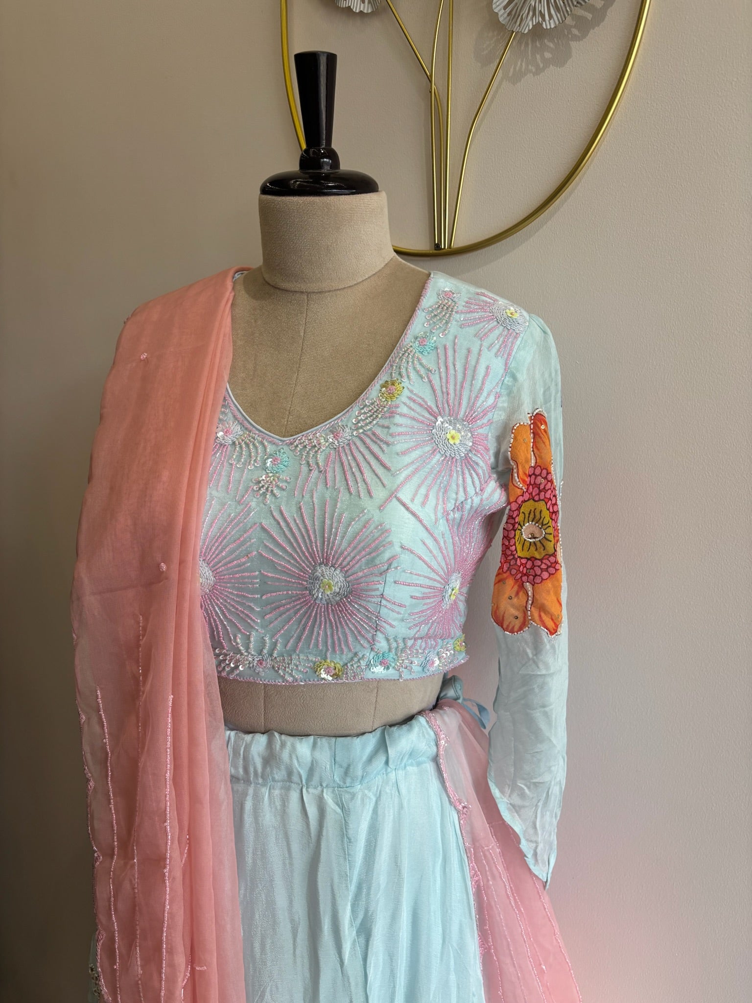 A1655 - A Pastel Chinon Lehenga set perfect for Carnival
