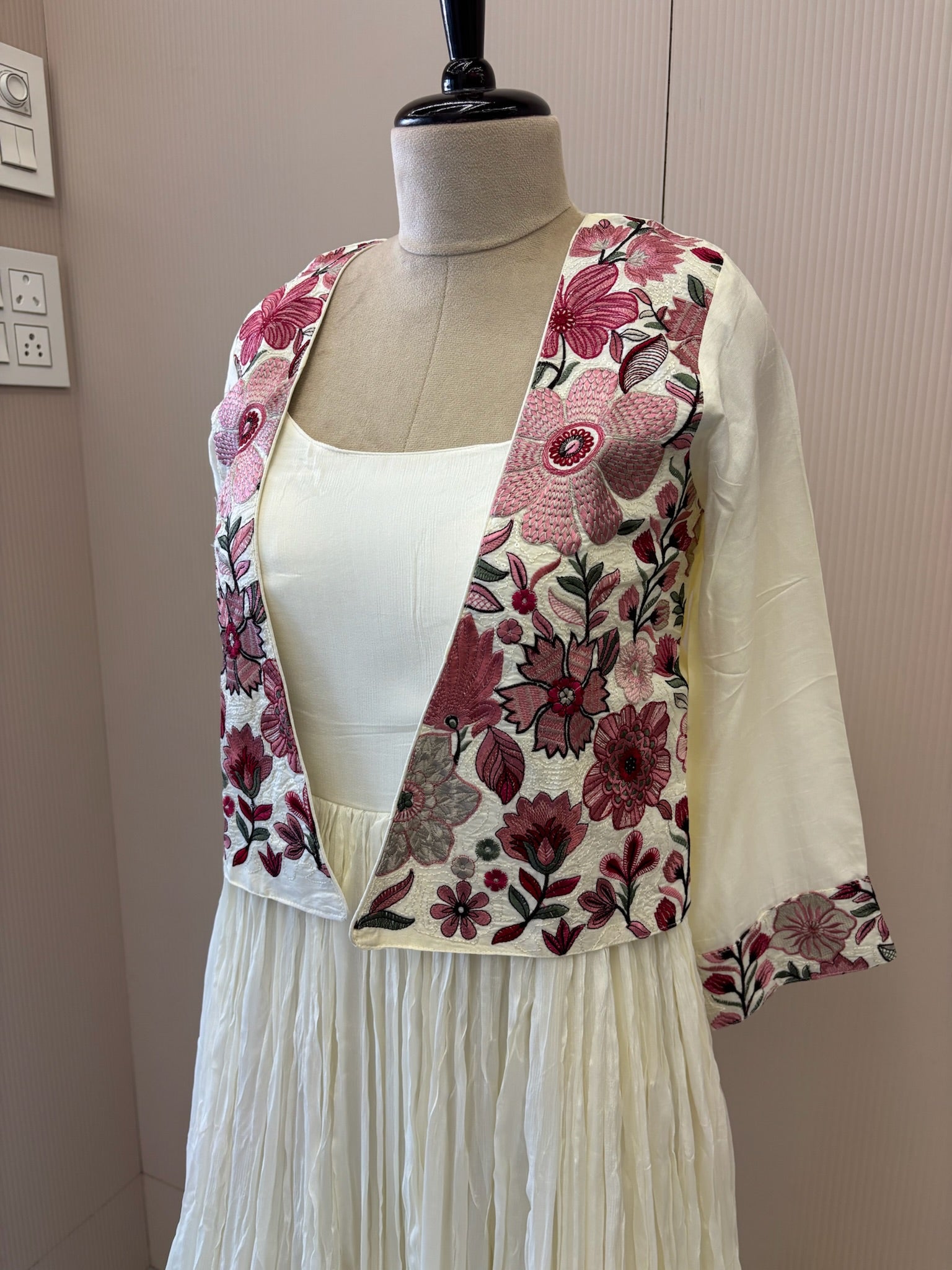 A1656- A Chinon gown with an Embroidered Jacket
