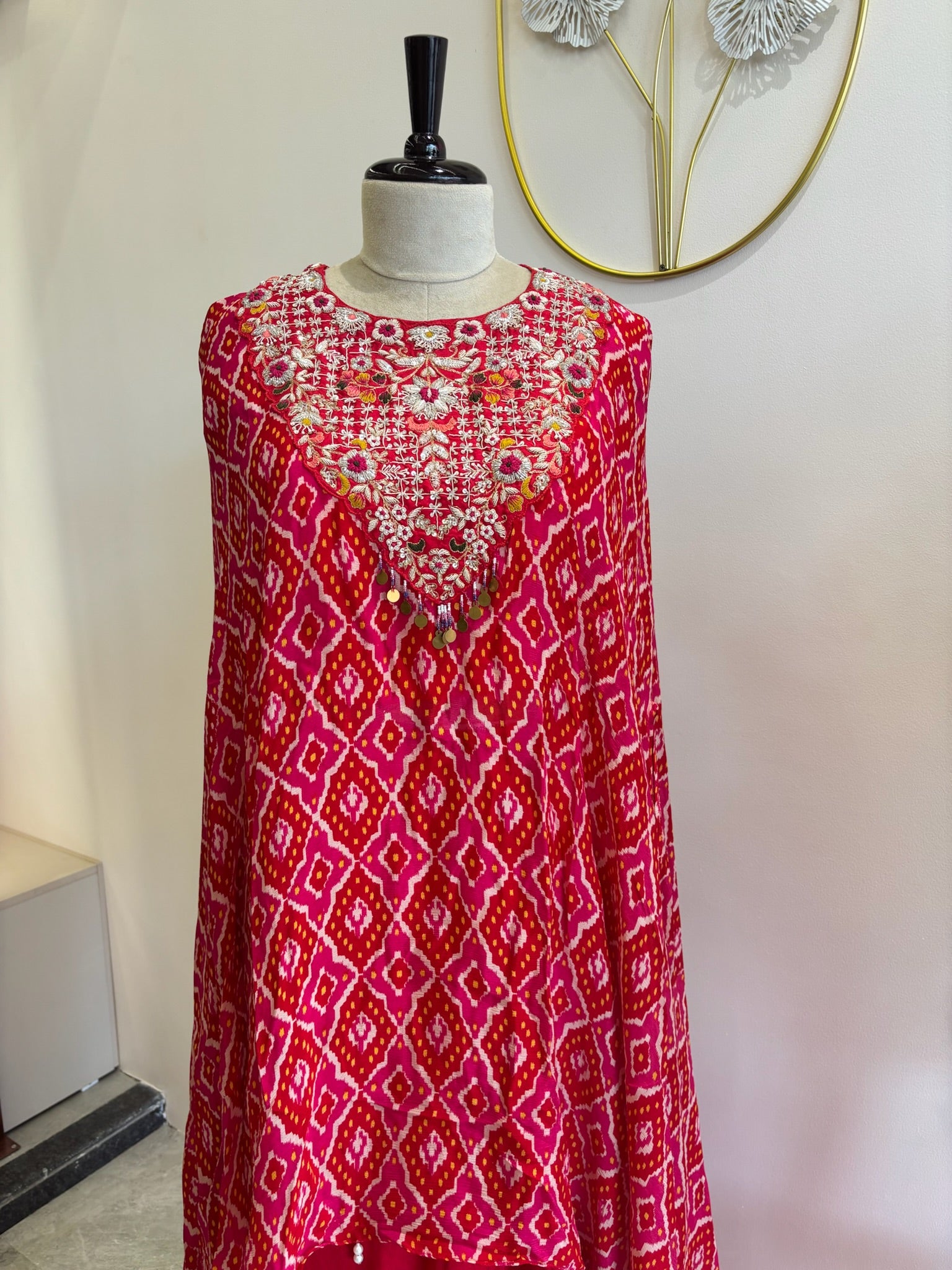 A1143 - Indowestern Patola Print Cape & Skirt Set