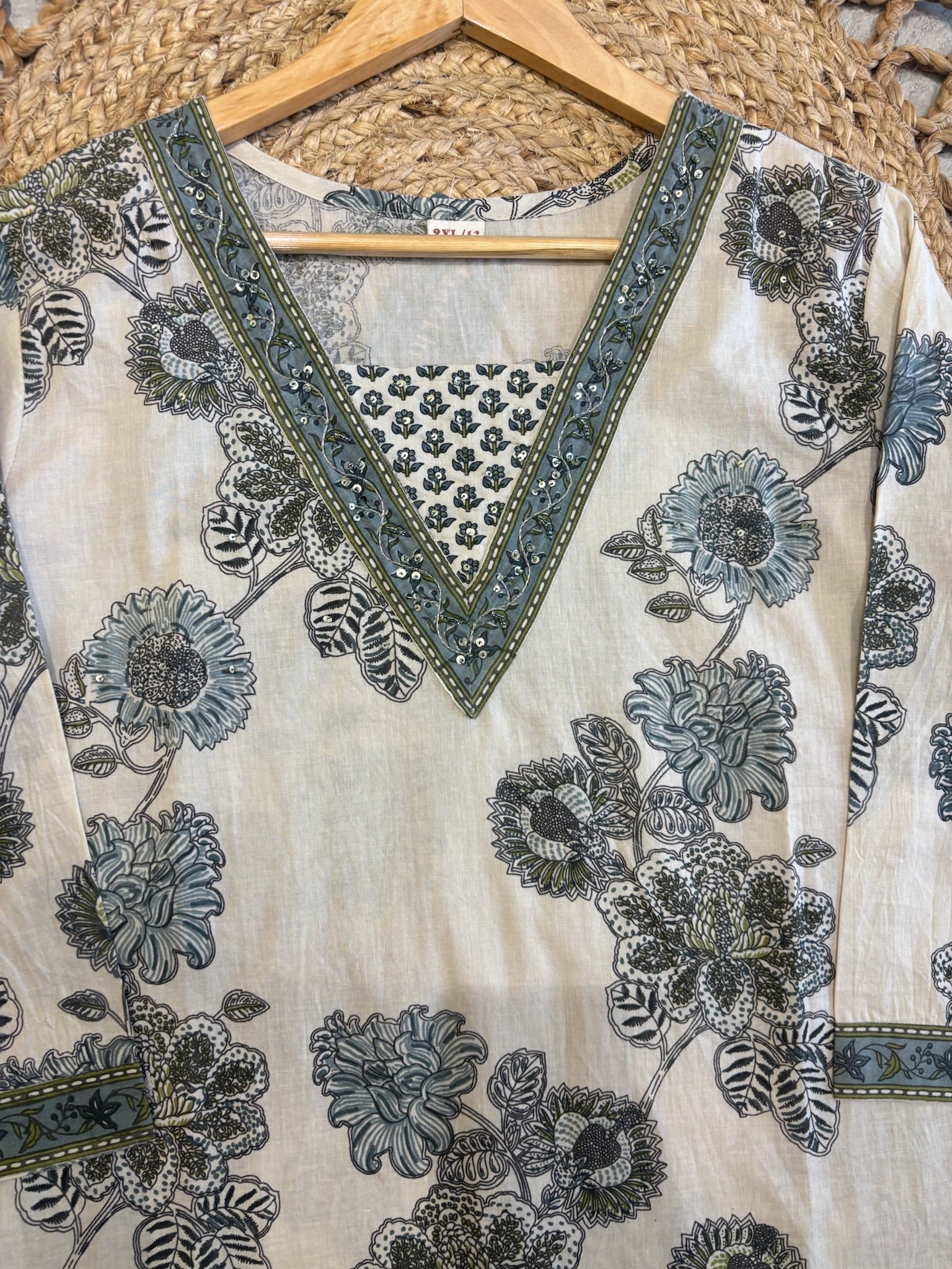 A4028 - Pure Cotton Printed Kurti, Pants & Dupatta Set.