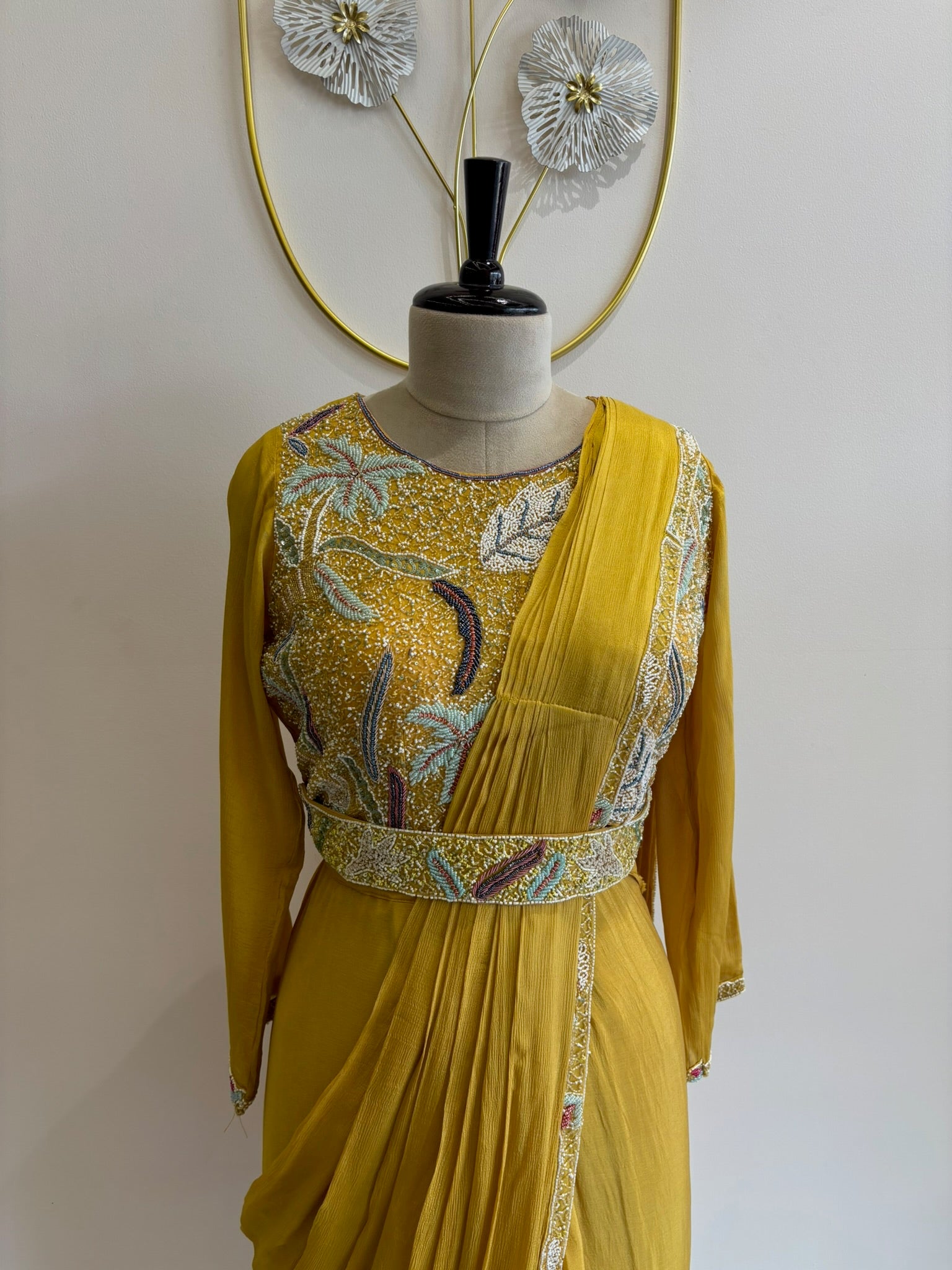 A2695 - Pre-draped Saree With Handworked Blouse and Statement Belt