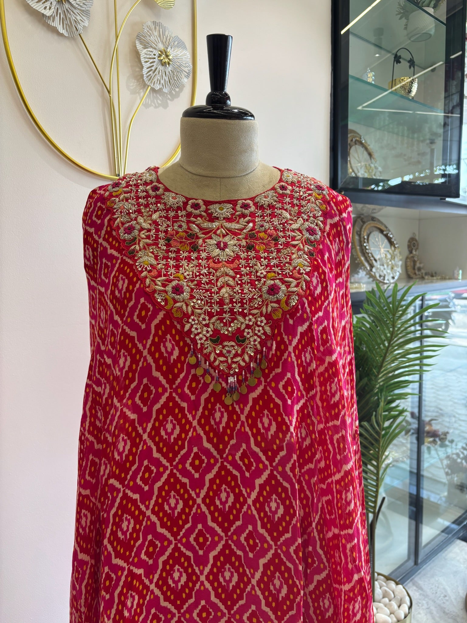 A1143 - Indowestern Patola Print Cape & Skirt Set