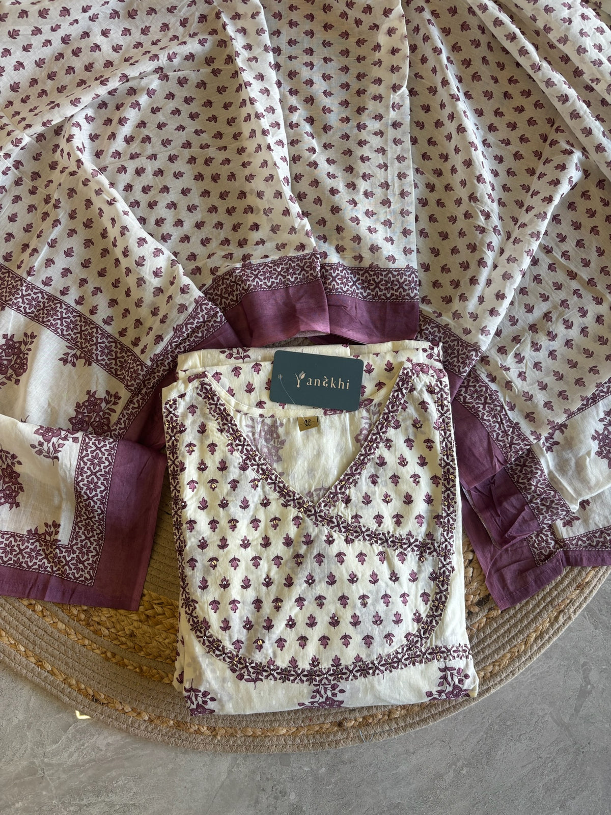 A4010- Floral Printed Anarkali Suit crafted in Soft Cotton, paired with Printed Pants & Dupatta.